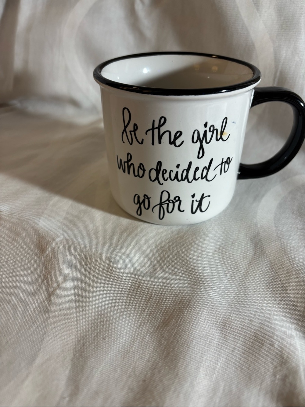 White Ceramic Inspirational Mug - "Be the Girl"